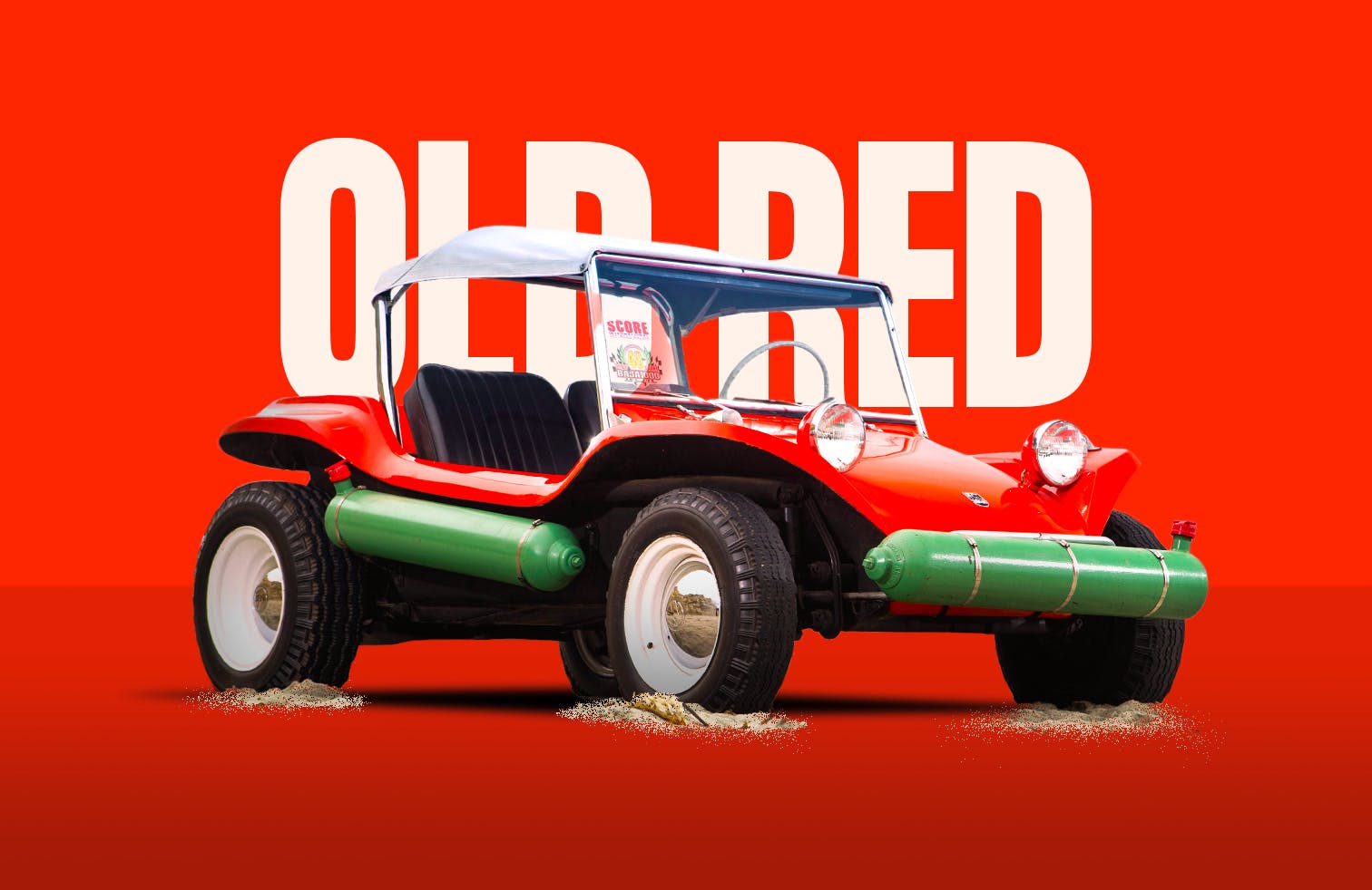 Old manx buggy on red background